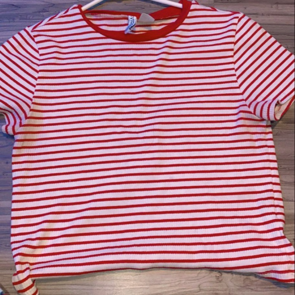red and white striped shirt